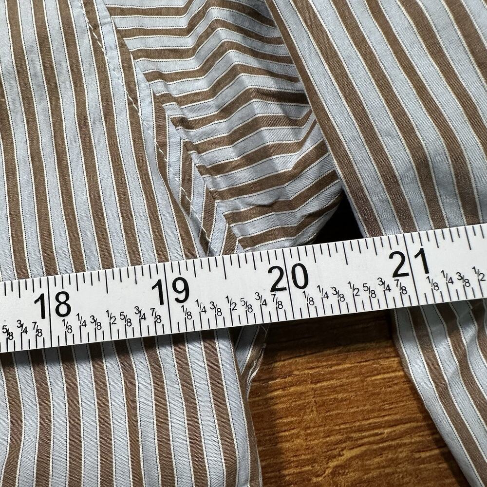 Frette Button Up Pajama Shirt Mens M Blue Stripe Woven Designer Luxury Comfort - Picture 5 of 9